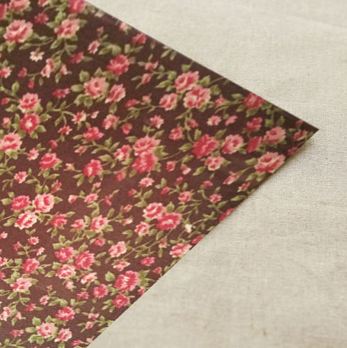 Decorative Fabric Sticker A4 Size_antique Flower_dark Brown