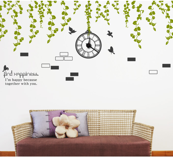 Forest & Wall Clock Wall Point Art Decor Mural Sticker, Simple And Charming Decal For Everywhere Home, Store, Shop(303cmx143cm)